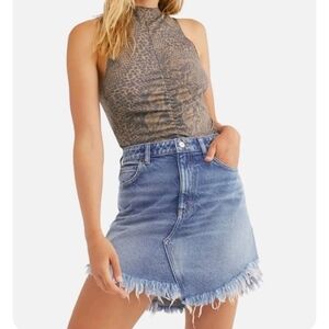 NEW Free People Bailey Denim Mini Skirt Blue